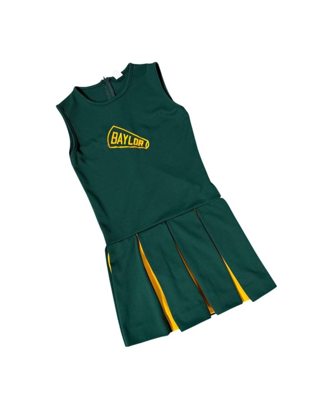Baylor University Green Yellow Cheerleader Uniform Dress Size 14 Little King USA